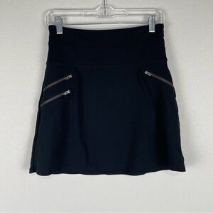 Athleta Black Ponte Moto Athletic Athleisure Preppy Vacation Mini Skirt Size 2